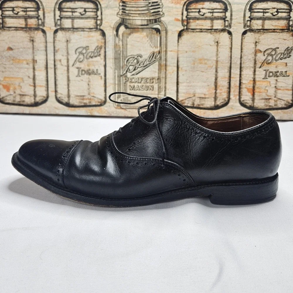 Allen Edmonds Fifth Avenue Black Leather Cap Toe Oxfords Mens 10D Made USA Shoes